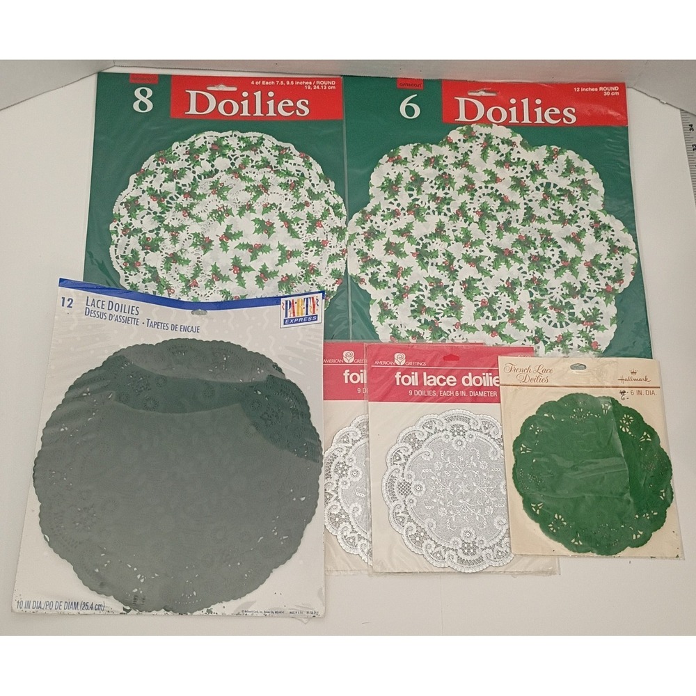 Paper Doilies Lot Mixed Vintage Holiday Christmas Lace Round Assorted 6 Packs